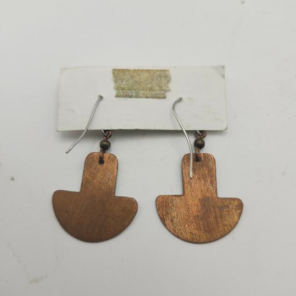 Cobre Nativo Native Copper Earrings Blue Patina Geometric Dangle Artisan Boho - Picture 2 of 8